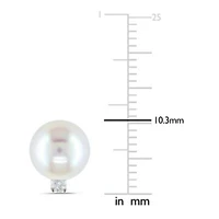 7-7.5MM Freshwater Cultured Pearl and 1/10 ct. t.w. Diamond Earrings in 14K White Gold