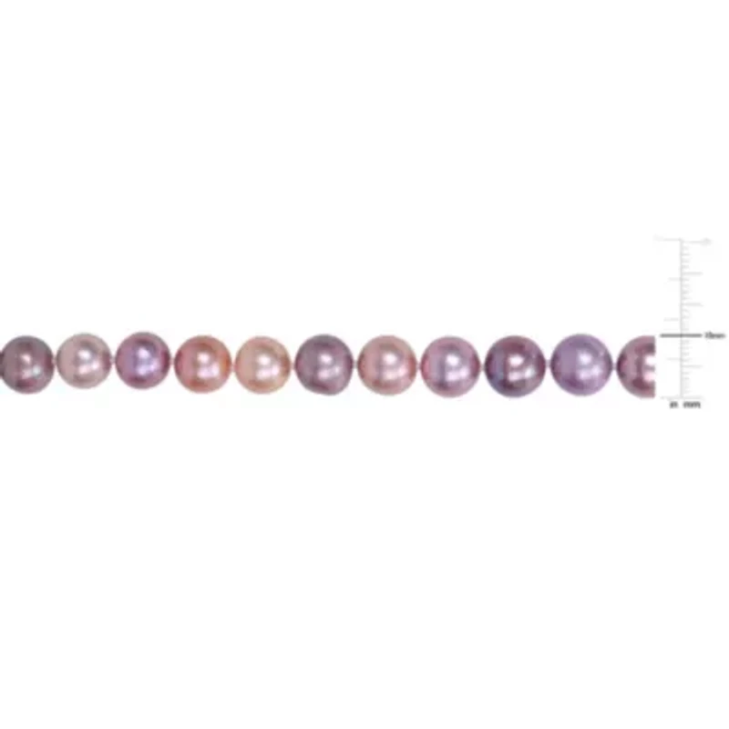 9-10MM Multi-Color Freshwater Cultured Pearl Necklace with Sterling Silver Ball Clasp