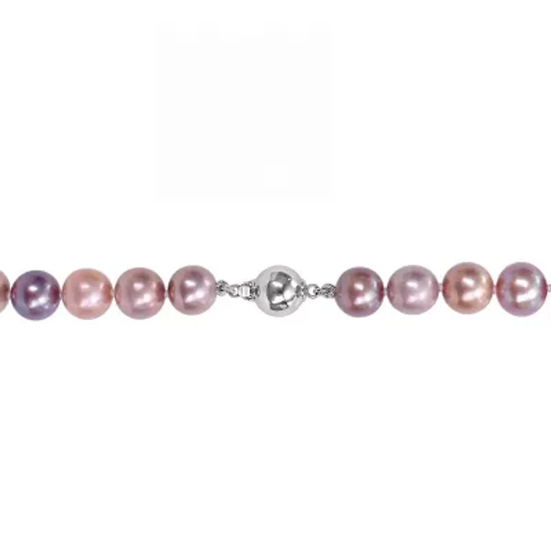 9-10MM Multi-Color Freshwater Cultured Pearl Necklace with Sterling Silver Ball Clasp