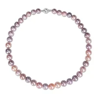 9-10MM Multi-Color Freshwater Cultured Pearl Necklace with Sterling Silver Ball Clasp