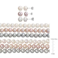 9-Piece Set of 7.5-8MM Multi-Color Freshwater Cultured Pearl Necklace, Bracelet and Earrings in Sterling Silver