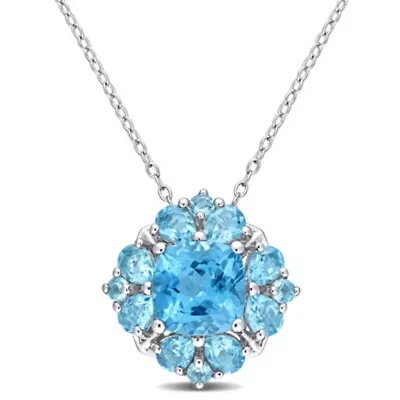 4.18 ct. t.g.w. Swiss Blue Topaz Pendant with Chain in Sterling Silver