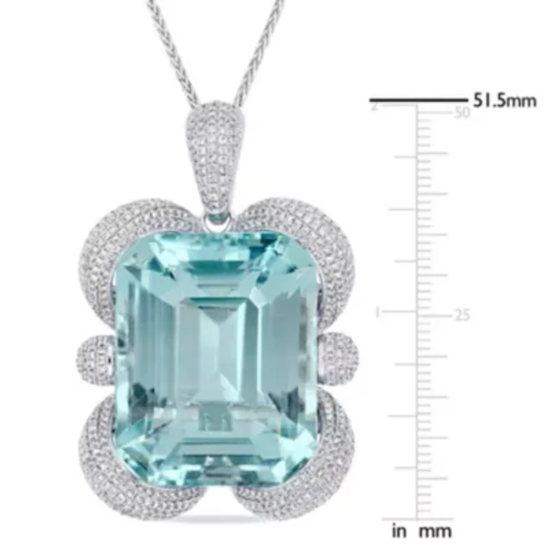 125 ct. t.g.w. Sky Blue Topaz and 4.49 ct. t.w. Diamond Pendant with Chain in 14K White Gold