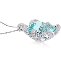 125 ct. t.g.w. Sky Blue Topaz and 4.49 ct. t.w. Diamond Pendant with Chain in 14K White Gold