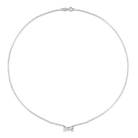 Aquamarine and 1/10 ct. t.w. Diamond Bow Necklace with Chain in Sterling Silver