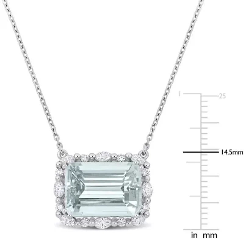 5 ct. t.g.w Aquamarine and 5/8 ct. t.w. Diamonds Necklace in 14K White Gold