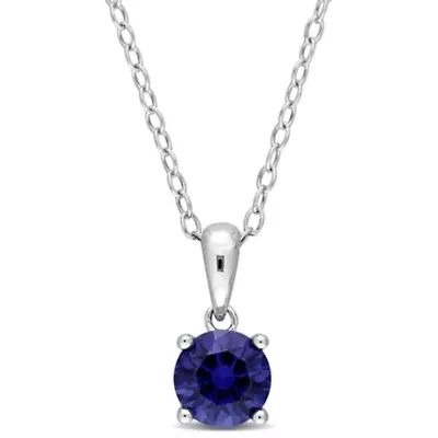ct. t.g.w. Created Blue Sapphire Solitaire Pendant with Chain in Sterling Silver