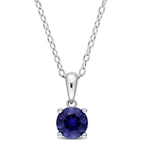 ct. t.g.w. Created Blue Sapphire Solitaire Pendant with Chain in Sterling Silver