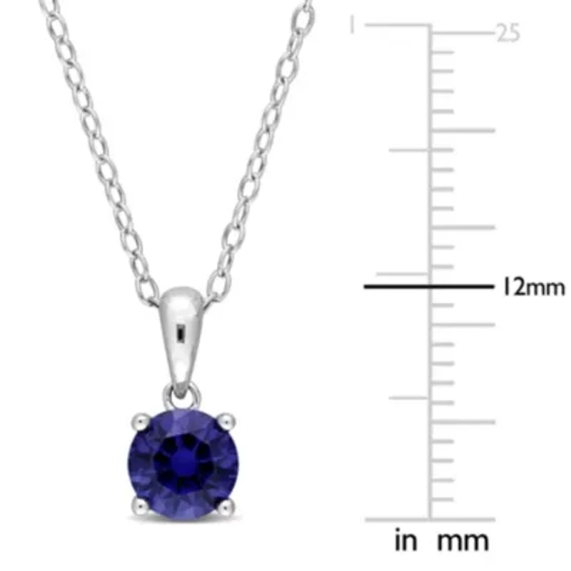 ct. t.g.w. Created Blue Sapphire Solitaire Pendant with Chain in Sterling Silver