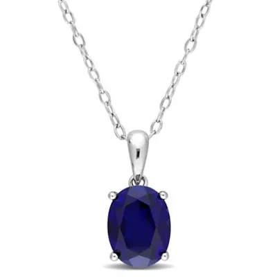 ct. t.g.w. Created Blue Sapphire Solitaire Pendant with Chain in Sterling Silver