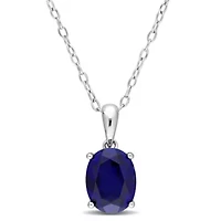3 ct. t.g.w. Created Blue Sapphire Solitaire Pendant with Chain in Sterling Silver