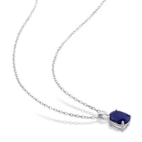 3 ct. t.g.w. Created Blue Sapphire Solitaire Pendant with Chain in Sterling Silver