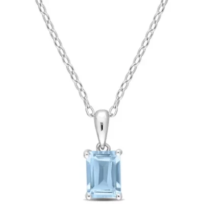 ct. t.g.w. Sky Blue Topaz Solitaire Pendant with Chain in Sterling Silver