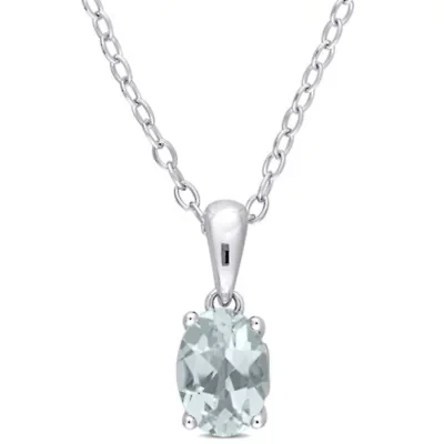 5/8 ct. t.g.w. Aquamarine Solitaire Pendant with Chain in Sterling Silver