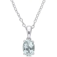 5/8 ct. t.g.w. Aquamarine Solitaire Pendant with Chain in Sterling Silver