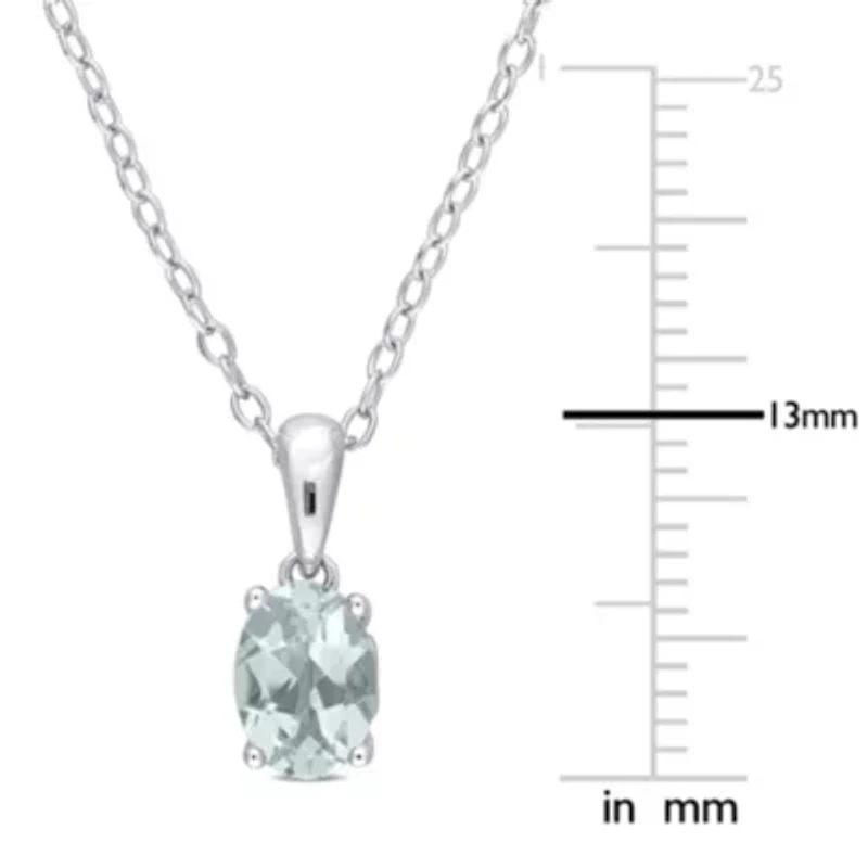 5/8 ct. t.g.w. Aquamarine Solitaire Pendant with Chain in Sterling Silver