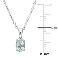 5/8 ct. t.g.w. Aquamarine Solitaire Pendant with Chain in Sterling Silver