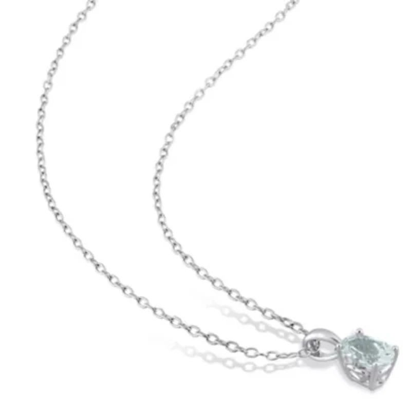 5/8 ct. t.g.w. Aquamarine Solitaire Pendant with Chain in Sterling Silver