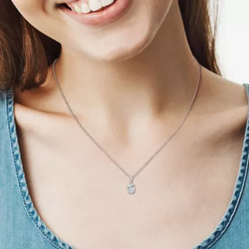 5/8 ct. t.g.w. Aquamarine Solitaire Pendant with Chain in Sterling Silver