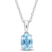 1 ct. t.g.w. Sky Blue Topaz Solitaire Pendant with Chain in Sterling Silver