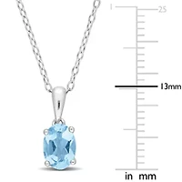 1 ct. t.g.w. Sky Blue Topaz Solitaire Pendant with Chain in Sterling Silver