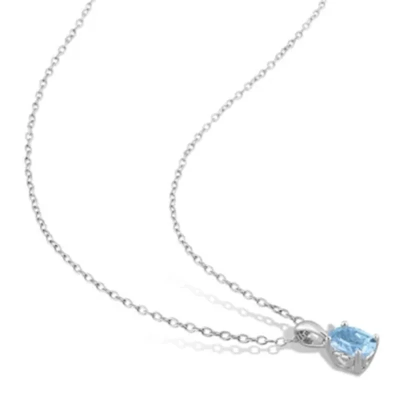 1 ct. t.g.w. Sky Blue Topaz Solitaire Pendant with Chain in Sterling Silver