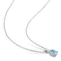 1 ct. t.g.w. Sky Blue Topaz Solitaire Pendant with Chain in Sterling Silver