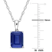 3.69 ct. t.g.w. Created Blue Sapphire Solitaire Pendant with Chain in Sterling Silver