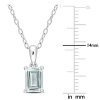 1 ct. t.g.w. Aquamarine Solitaire Pendant with Chain in Sterling Silver