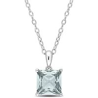 2 ct. t.g.w. Synthetic Spinel (Aquamarine) Solitaire Pendant with Chain in Sterling Silver