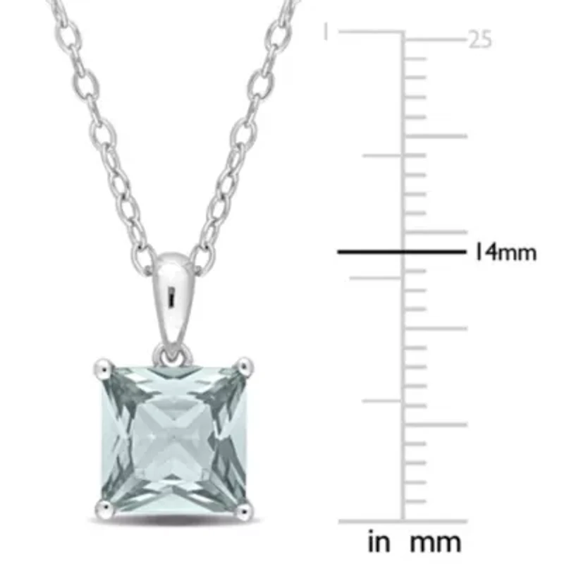 2 ct. t.g.w. Synthetic Spinel (Aquamarine) Solitaire Pendant with Chain in Sterling Silver