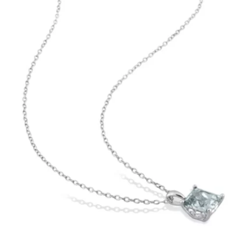2 ct. t.g.w. Synthetic Spinel (Aquamarine) Solitaire Pendant with Chain in Sterling Silver