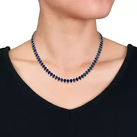 Created Sapphire Necklace Sterling Silver