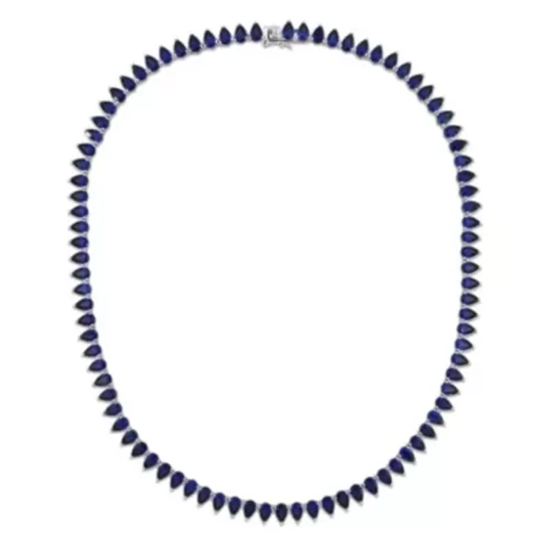 Created Sapphire Necklace Sterling Silver