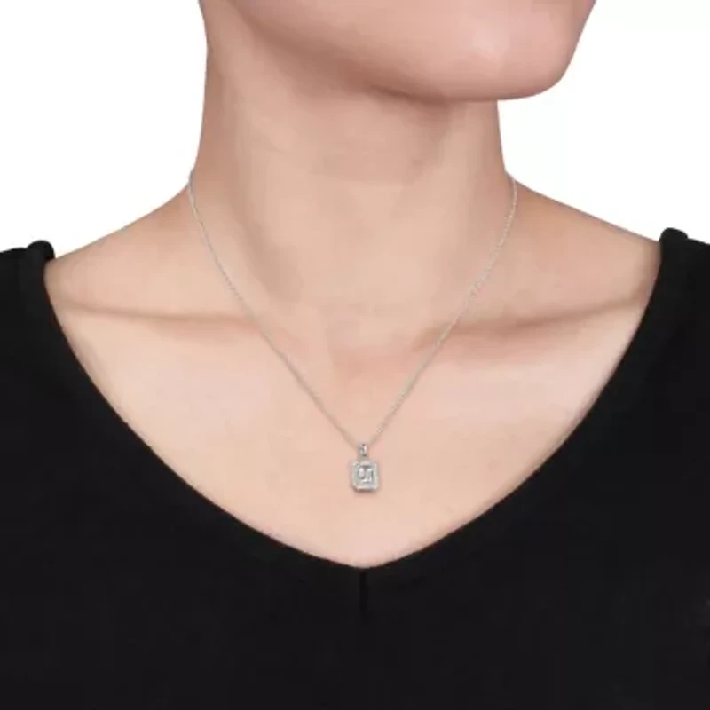 2-Piece Set of 2 ct. t.g.w. Aquamarine and 1/8 ct. t.w. Diamond Earrings and Pendant with Chain in Sterling Silver