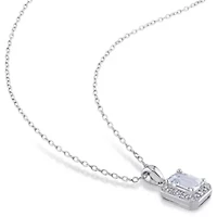2-Piece Set of 2 ct. t.g.w. Aquamarine and 1/8 ct. t.w. Diamond Earrings and Pendant with Chain in Sterling Silver