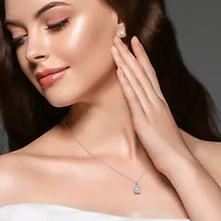 2-Piece Set of 2 ct. t.g.w. Aquamarine and 1/8 ct. t.w. Diamond Earrings and Pendant with Chain in Sterling Silver
