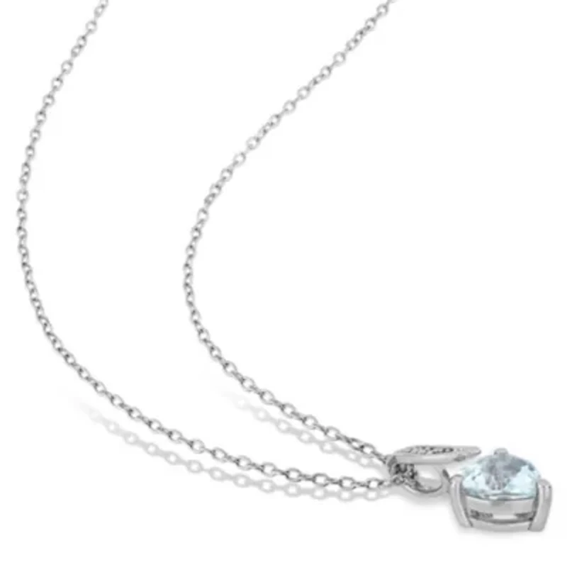 2-Piece Set of 2.8 ct. t.g.w. Aquamarine and 1/10 ct. t.w. Diamond Earrings and Pendant with Chain in Sterling Silver
