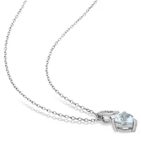 2-Piece Set of 2.8 ct. t.g.w. Aquamarine and 1/10 ct. t.w. Diamond Earrings and Pendant with Chain in Sterling Silver