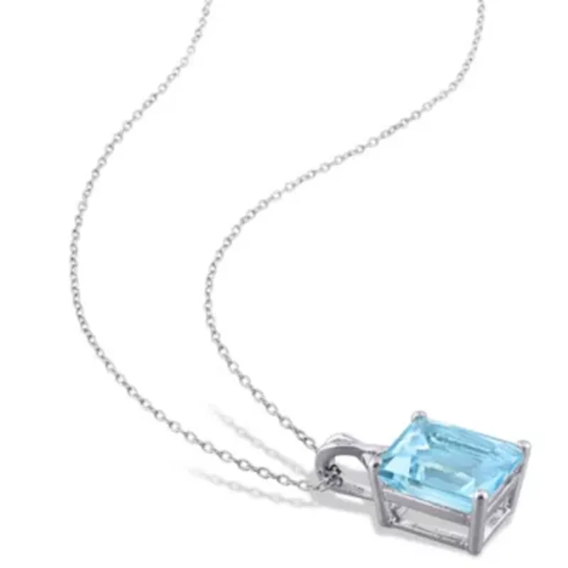2-Piece Set of 15.75 ct. t.g.w. Sky Blue Topaz and White Topaz Solitaire Earrings and Pendant with Chain in Sterling Silver