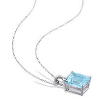 2-Piece Set of 15.75 ct. t.g.w. Sky Blue Topaz and White Topaz Solitaire Earrings and Pendant with Chain in Sterling Silver