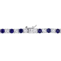 Lab Created 2-Piece set of 47.20 ct. t.g.w. Created Blue and White Sapphire Tennis Bracelet and Necklace in Sterling Silver