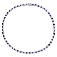 Lab Created 2-Piece set of 47.20 ct. t.g.w. Created Blue and White Sapphire Tennis Bracelet and Necklace in Sterling Silver
