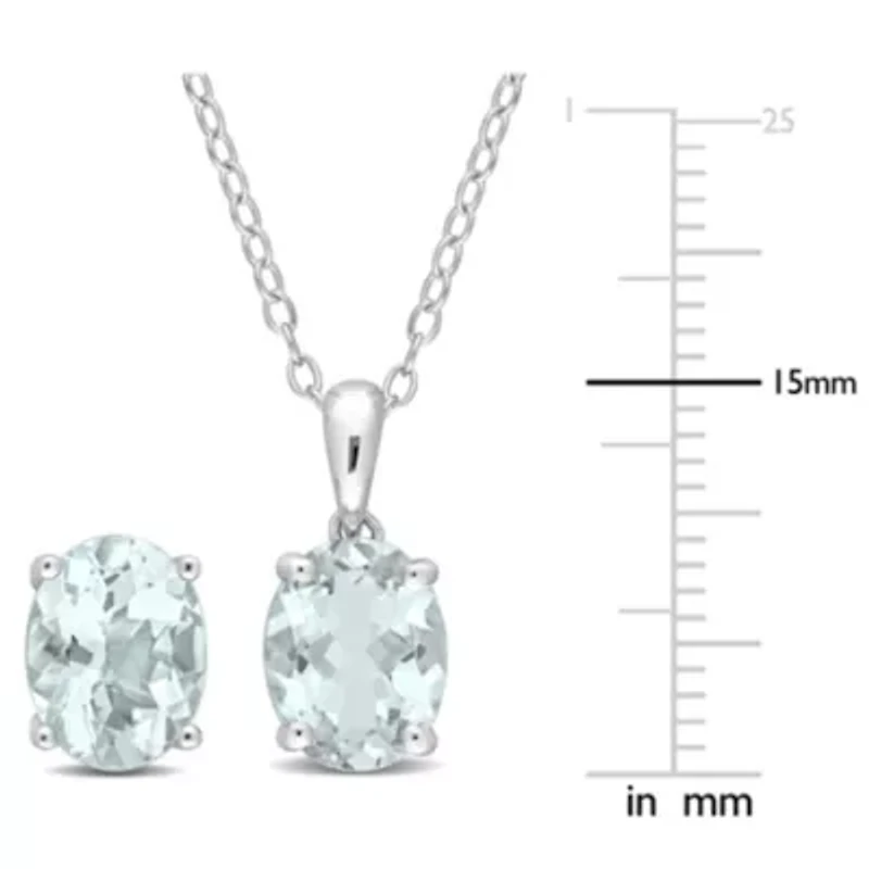 2-Piece Set of 4.50 ct. t.g.w. Aquamarine Earrings and Pendant with Chain in Sterling Silver