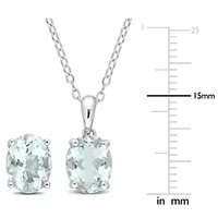2-Piece Set of 4.50 ct. t.g.w. Aquamarine Earrings and Pendant with Chain in Sterling Silver