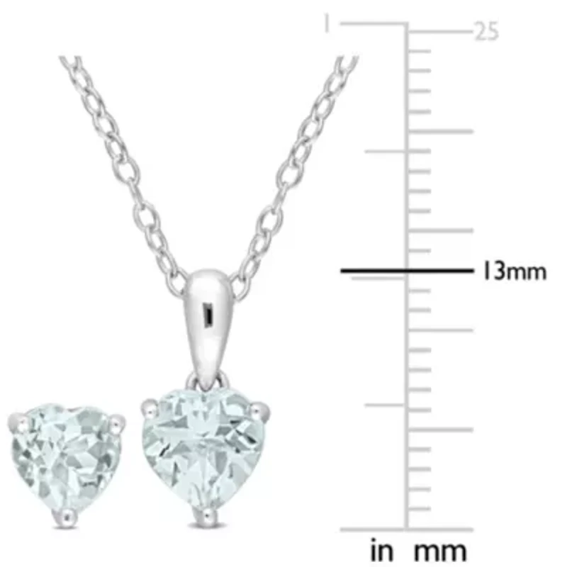 2-Piece Set of 2 ct. t.g.w. Aquamarine Earrings and Pendant with Chain in Sterling Silver