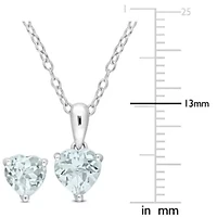 2-Piece Set of 2 ct. t.g.w. Aquamarine Earrings and Pendant with Chain in Sterling Silver