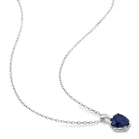 Lab Created 2-Piece Set of 6.75 ct. t.g.w. Created Blue Sapphire Solitaire Earrings and Pendant with Chain in Sterling Silver