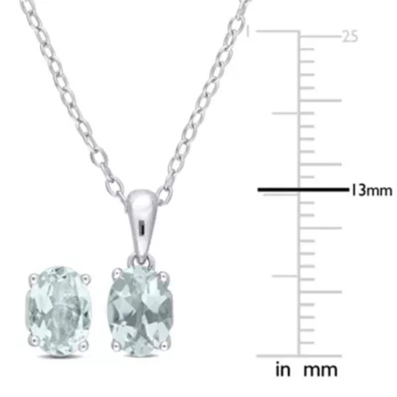 2-Piece Set of 1.8 ct. t.g.w. Aquamarine Solitaire Earrings and Pendant with Chain in Sterling Silver