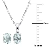 2-Piece Set of 1.8 ct. t.g.w. Aquamarine Solitaire Earrings and Pendant with Chain in Sterling Silver